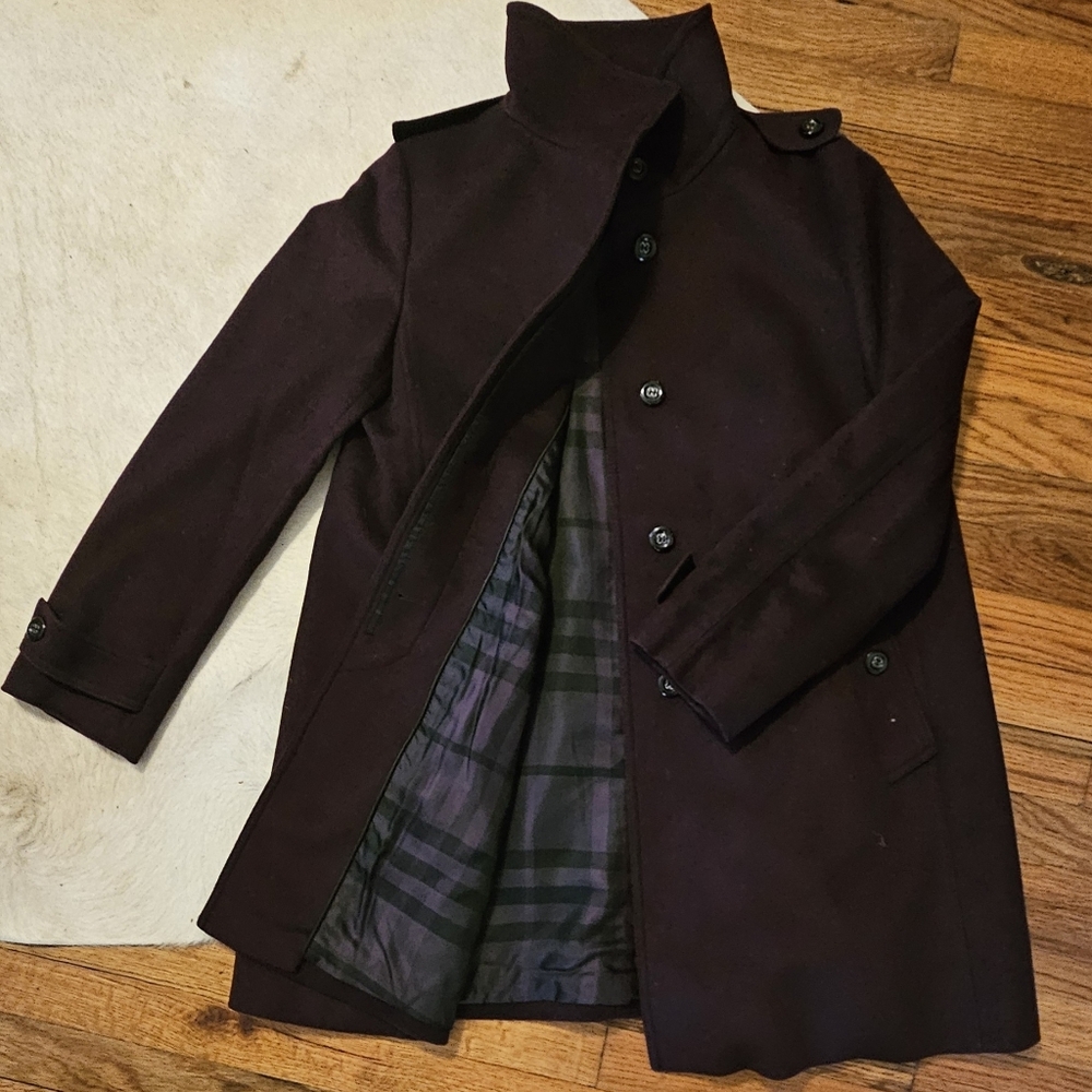 Womens Burberry  Aubergine Wool & Cashmere Coat